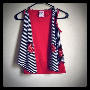 Tank top with built in sleeveless cardigan